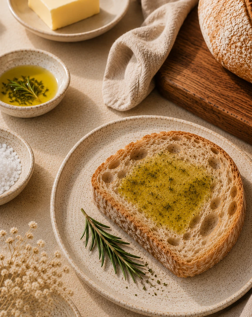 Brot und Focaccia mit Öl bestreichen