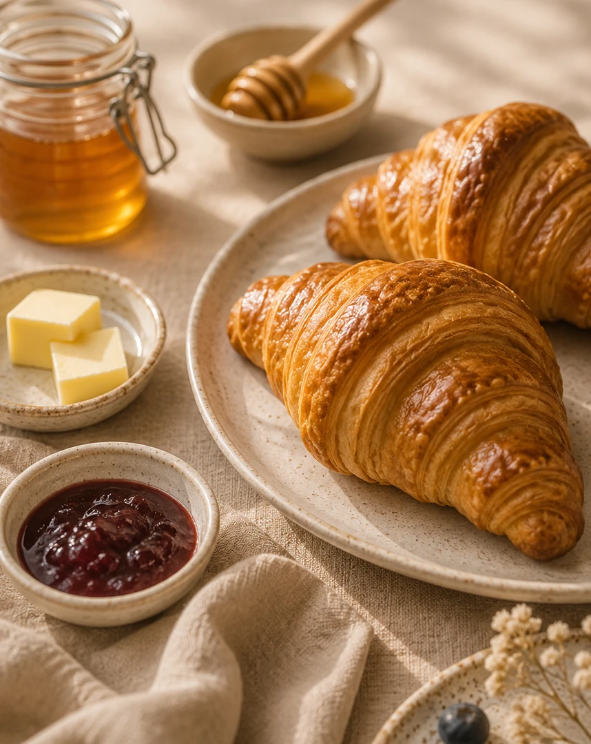Croissants und Plunder glasieren